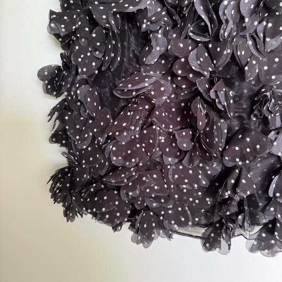 Anthropologie Maeve 3D Floral Black & White Polka Dot Mini Dress - Picture 7 of 10